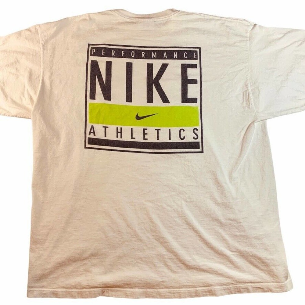 Vintage white tag Nike Performance Athletics 90s crisp clean tee shirt XL